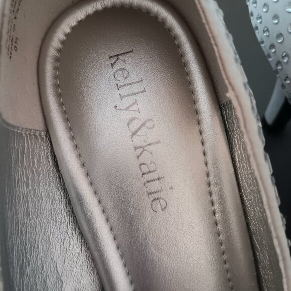 KELLY and KATIE DOREEN Stone Studded Grey Satin Peep Toe Pumps ~ Size 6.5M - Picture 7 of 8